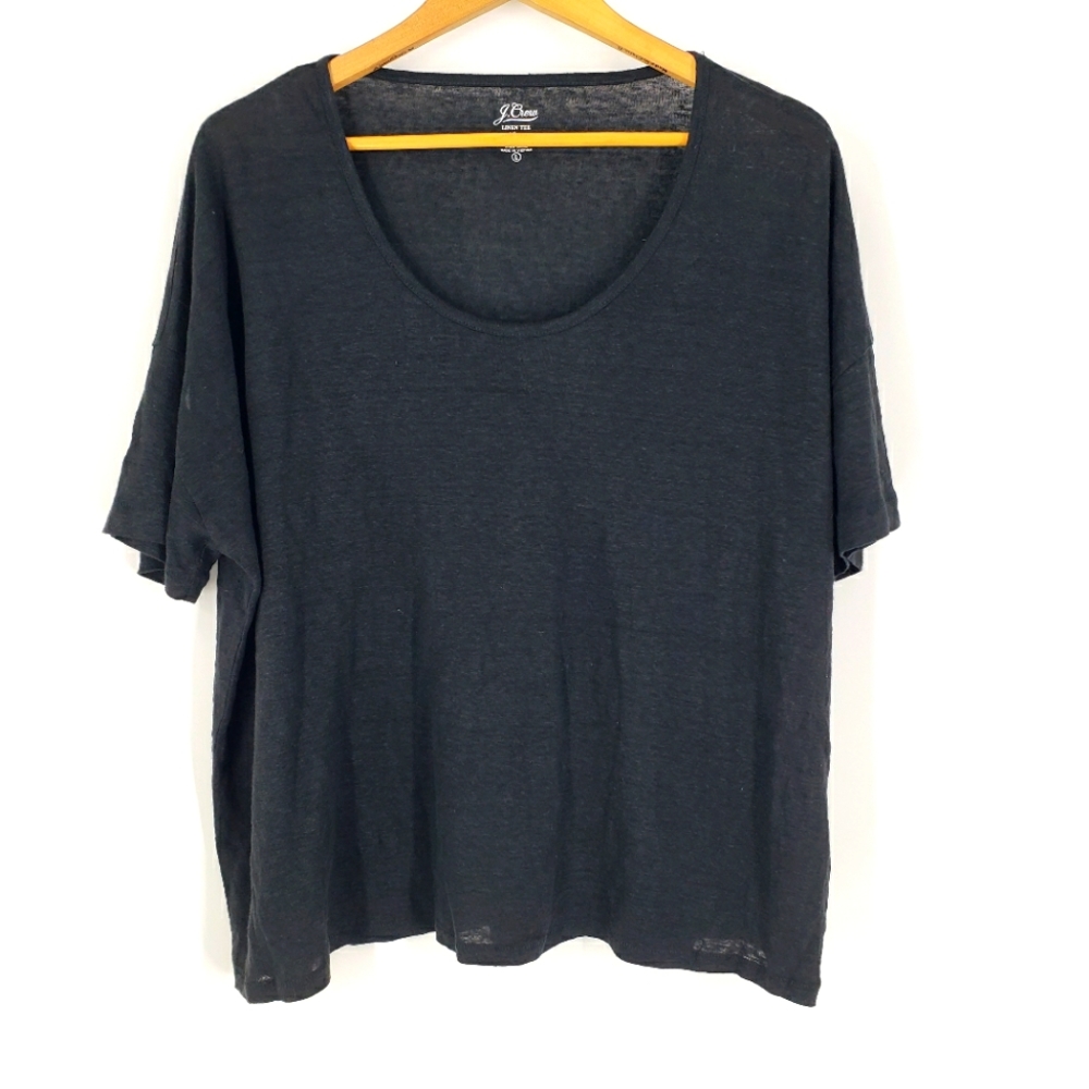 J. Crew Relaxed Boxy Linen Scoopneck Tee
